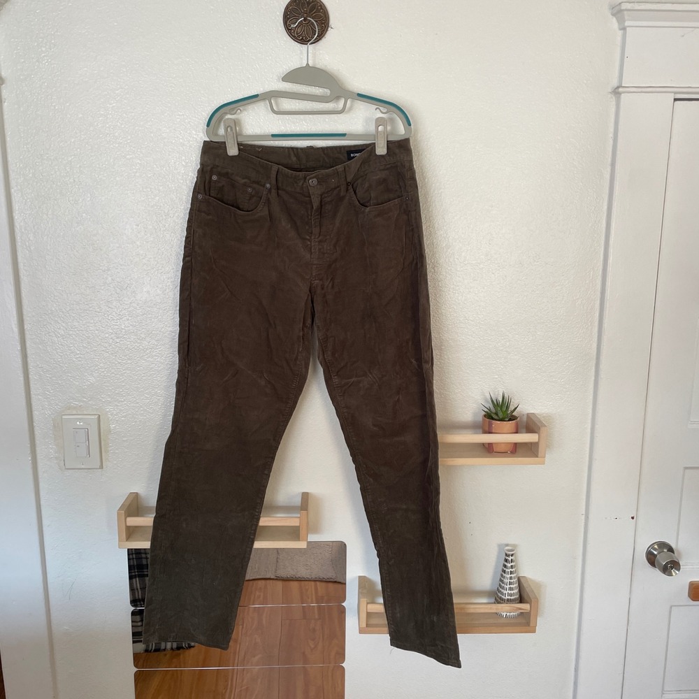 Bonobos Slim Fit Corduroy Pants Brown 36x32 Men's Five Pocket Trousers